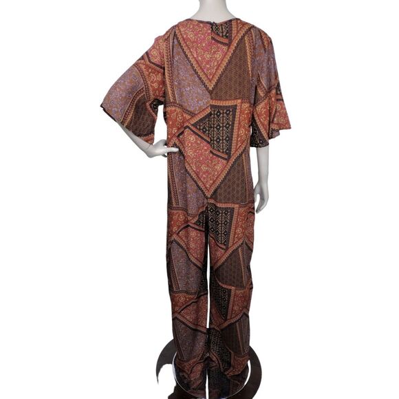 Nasty Gal Geometric Paisley Floral Cheesecloth Patchwork Jumpsuit Size 14 NEW - Picture 4 of 7